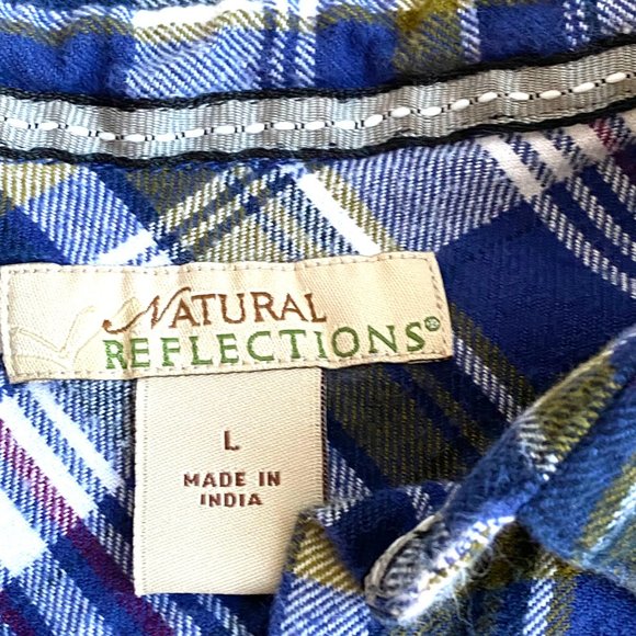 Natural Reflections 2 PACK Plaid Long Sleeve Button-Down Shirt Top - Picture 7 of 16